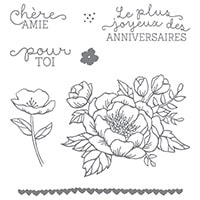 Fleurs D'anniversaire Clear-Mount Stamp Set (French)